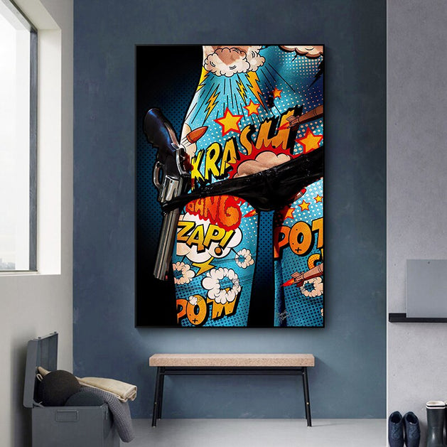 Sexy Graffiti Art Canvas Wall Decor - Hip Beauty and Booty Collide-GraffitiWallArt