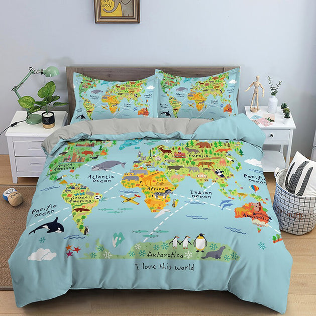 Shop World Map Bedding Set - Explore the World from Nursery-GraffitiWallArt
