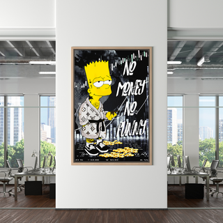 Simpsons No Money No Funny Canvas Wall Art-GraffitiWallArt