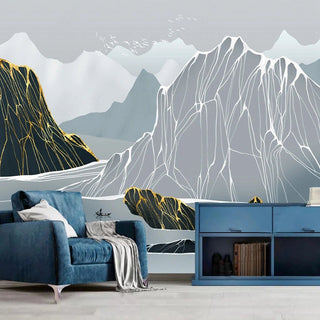 Sketchy Mountain Passage Wallpaper - Transform Your Space-GraffitiWallArt