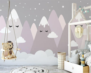 Sleeping Mountains Nursery Wallpaper-GraffitiWallArt