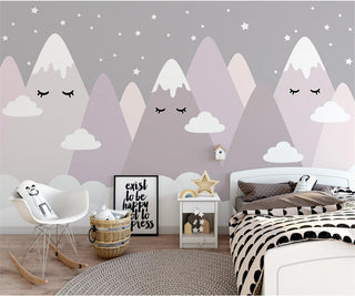 Sleeping Mountains Nursery Wallpaper-GraffitiWallArt