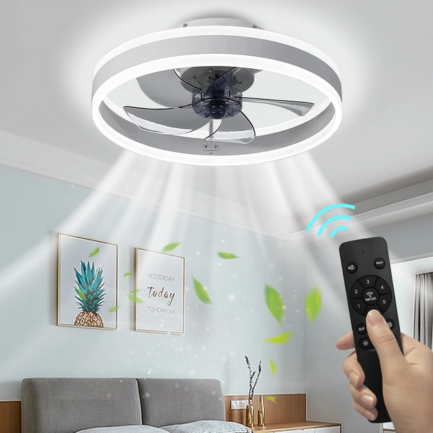 Smart LED Quiet Ceiling Fan Light 6-Speed-GraffitiWallArt