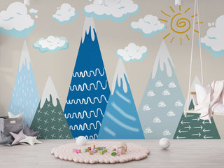 Snow Top Alps - Kids Room Wallpaper Mural-GraffitiWallArt