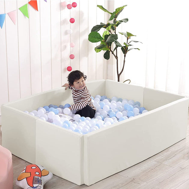 Soft Foam Foldable White Ball Pit Crawling Fence Children's Playground-GraffitiWallArt