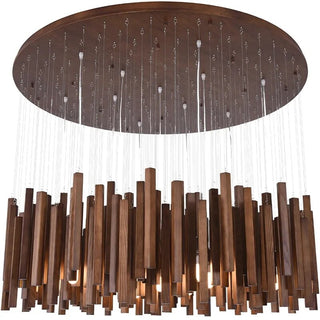 Solid Oak Wood Bars Hanging Chandelier-GraffitiWallArt