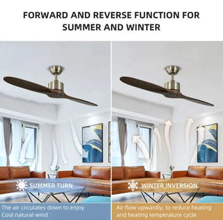 Solid Wooden Blade Ceiling Fan 60 Inch with Remote-GraffitiWallArt