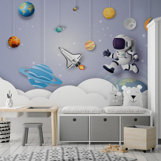 Space Adventure Astronaut Wallpaper-GraffitiWallArt