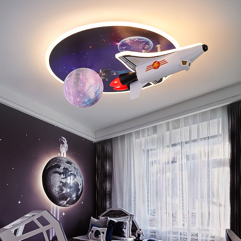 Space Rocket LED Ceiling Light for Kids Room-GraffitiWallArt