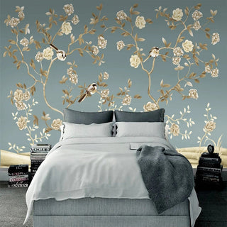 Sparrow Floral Wallpaper - Stunning Designs for Any Space-GraffitiWallArt