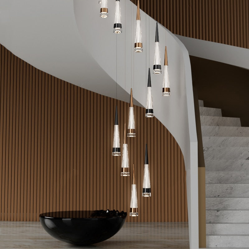 Spiral Cones: Staircase Chandelier - Elegant Lighting-GraffitiWallArt