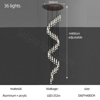 Spiral Cones: Staircase Chandelier - Elegant Lighting-GraffitiWallArt