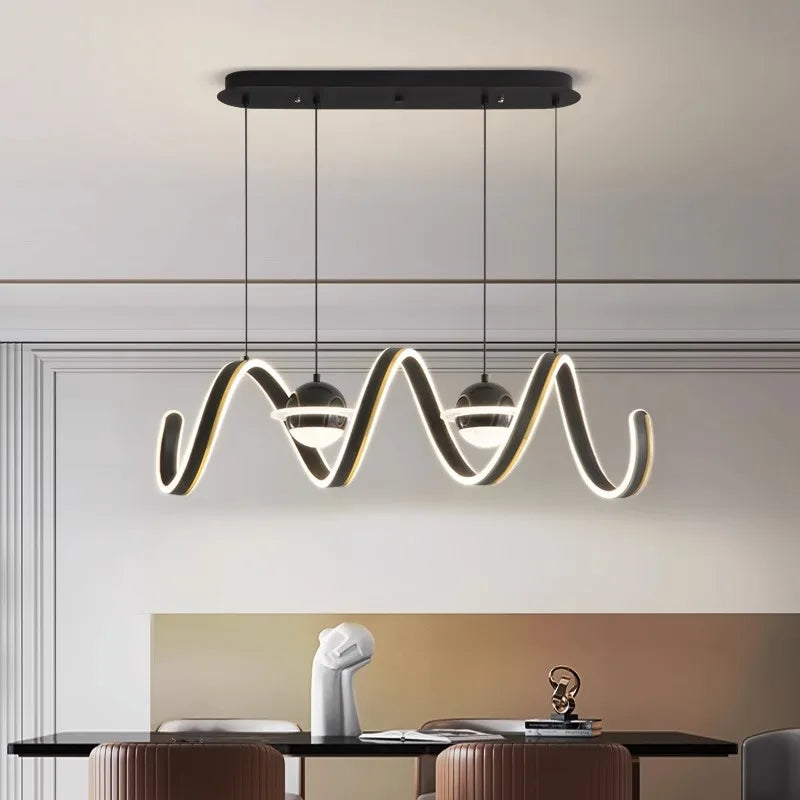 Spiral Rings LED Kitchen Island Chandelier-GraffitiWallArt