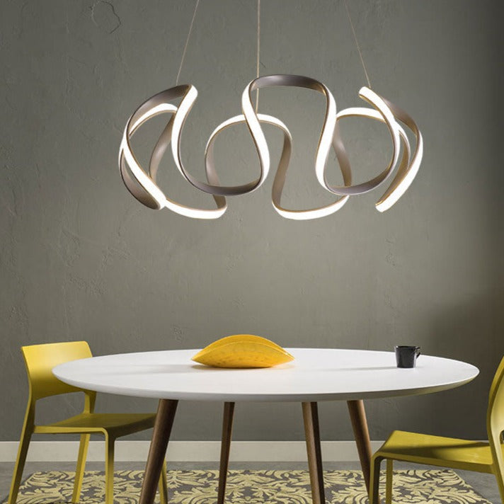 Spiral Wave LED Chandelier: Illuminating Sophistication-GraffitiWallArt