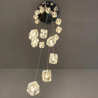 Square Crystal Cubes Chandelier-GraffitiWallArt