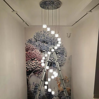 Square Crystal Cubes Chandelier-GraffitiWallArt