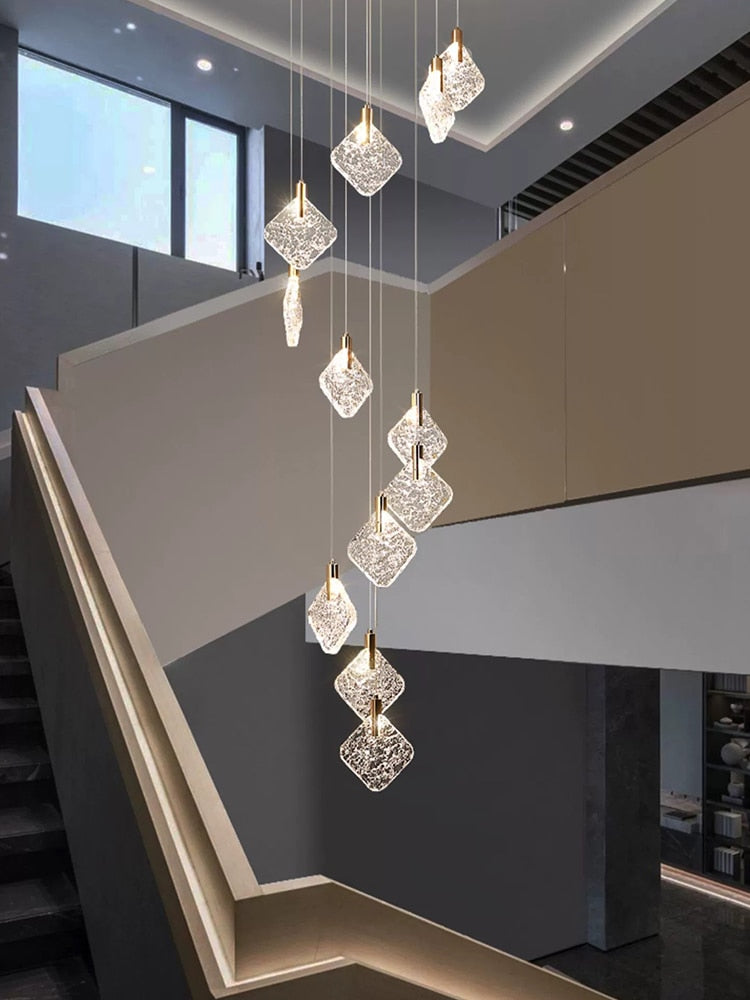 Square Crystal Pendant Chandelier - Exquisite Lightinging-GraffitiWallArt