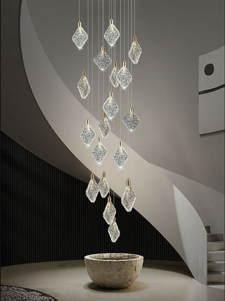 Square Crystal Pendant Chandelier - Exquisite Lightinging-GraffitiWallArt