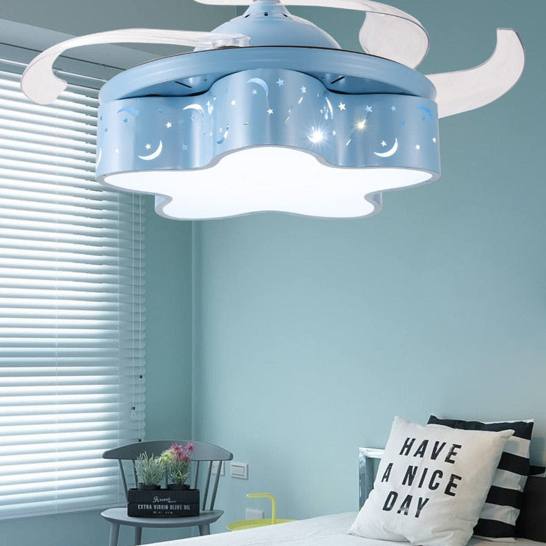 Star LED Light with Fan - Modern Ceiling Fan for Kids Room-GraffitiWallArt