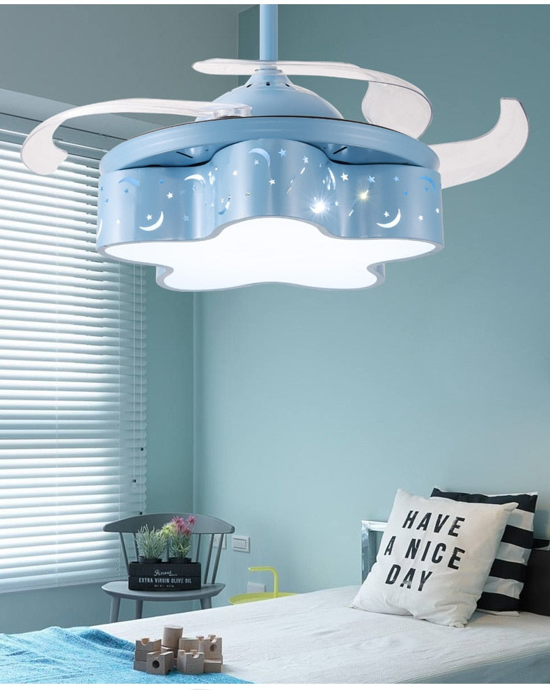 Star LED Light with Fan - Modern Ceiling Fan for Kids Room-GraffitiWallArt