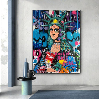 Statue Of Liberty Graffiti Canvas Wall Art-GraffitiWallArt