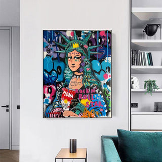 Statue Of Liberty Graffiti Canvas Wall Art-GraffitiWallArt