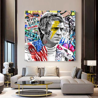 Steve Mc Queen Racing Canvas Wall Art-GraffitiWallArt