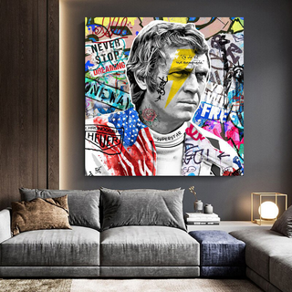 Steve Mc Queen Racing Canvas Wall Art-GraffitiWallArt