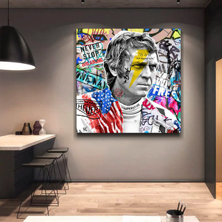 Steve Mc Queen Racing Canvas Wall Art-GraffitiWallArt