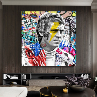 Steve Mc Queen Racing Canvas Wall Art-GraffitiWallArt