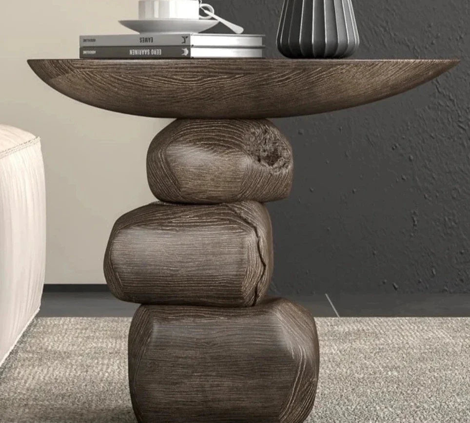 Stones Art Rock Side Table-GraffitiWallArt