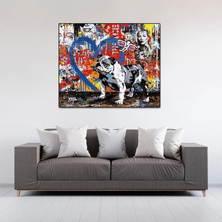 Street Graffiti Art Dog Canvas Wall Art-GraffitiWallArt