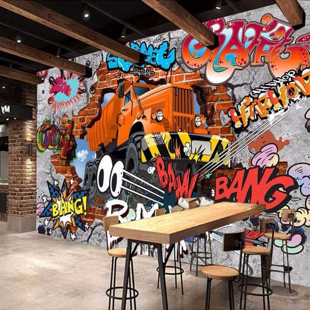 Street Racing Adventure 3D Graffiti Wallpaper-GraffitiWallArt