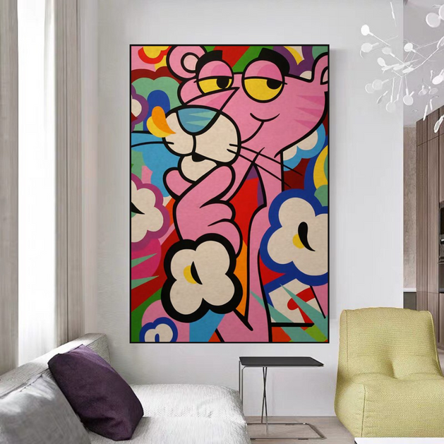 Stylish Pink Panther - Captivating Wall Art-GraffitiWallArt