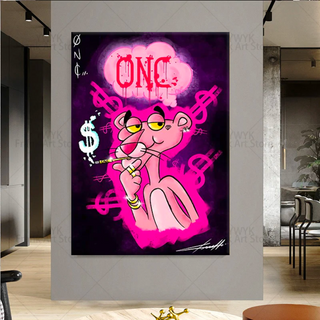 Stylish Pink Panther Poster - Vibrant Wall Canvas-GraffitiWallArt