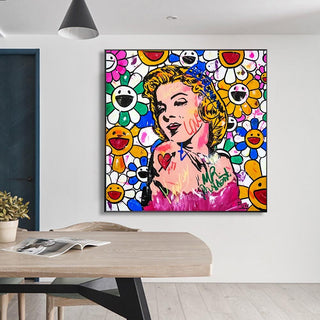 Sunflower Marilyn Pop Wall Art: Captivating & Vibrant Décor-GraffitiWallArt