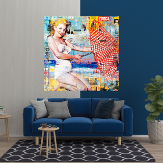 Surfing at Beach - Marilyn Monroe Wall Art-GraffitiWallArt