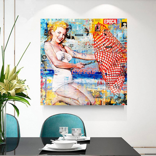 Surfing at Beach - Marilyn Monroe Wall Art-GraffitiWallArt