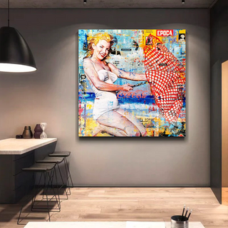 Surfing at Beach - Marilyn Monroe Wall Art-GraffitiWallArt