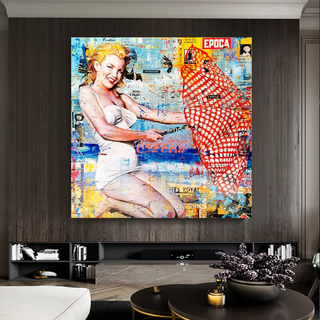 Surfing at Beach - Marilyn Monroe Wall Art-GraffitiWallArt