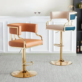 Swivel Leather Bar Stools Height Adjustable Kitchen Counter Stools-GraffitiWallArt