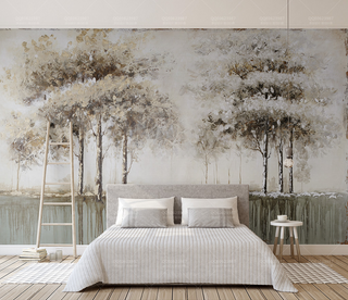 Tall Brown Trees Wallpaper Murals-GraffitiWallArt