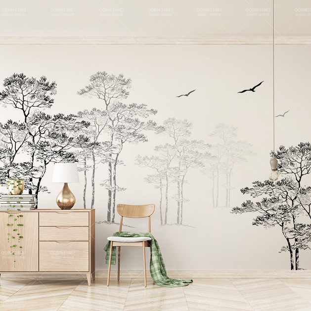 Tall Trees Wallpaper Murals – Transform Your Space-GraffitiWallArt