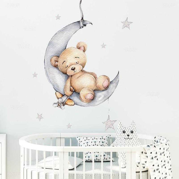 Teddy Bear and Rabbit Wall Decals for Kids Room Decoration-GraffitiWallArt