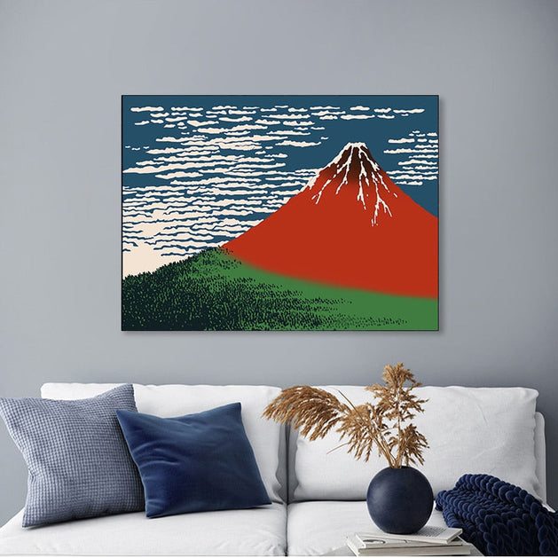 The Great Volcano of Kanagawa Japanese Art Canvas Wall Art-GraffitiWallArt