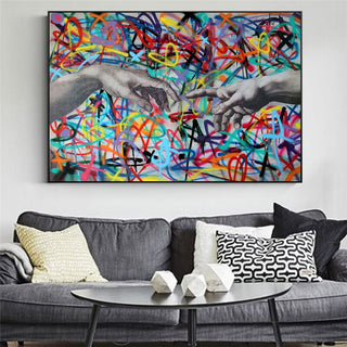 The Wall Hand To Hand Canvas Wall Art-GraffitiWallArt