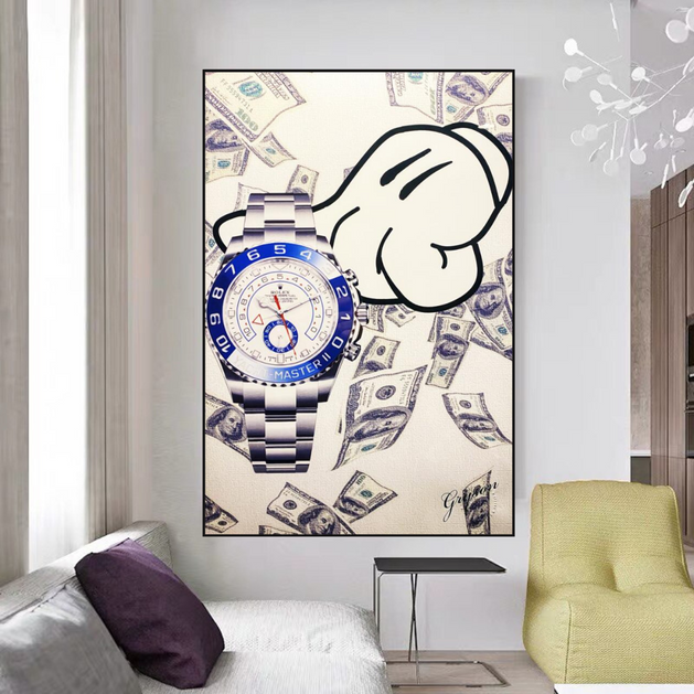 Time is Money Canvas Art: Rolex Timeless Decor-GraffitiWallArt