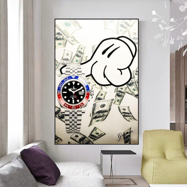 Time is Money Canvas Art: Rolex Timeless Inspiration-GraffitiWallArt