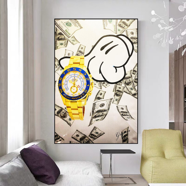 Time is Money Canvas Art: The Perfect Rolex Timepiece-GraffitiWallArt