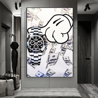 Time is Money Rolex Canvas Wall Art-GraffitiWallArt